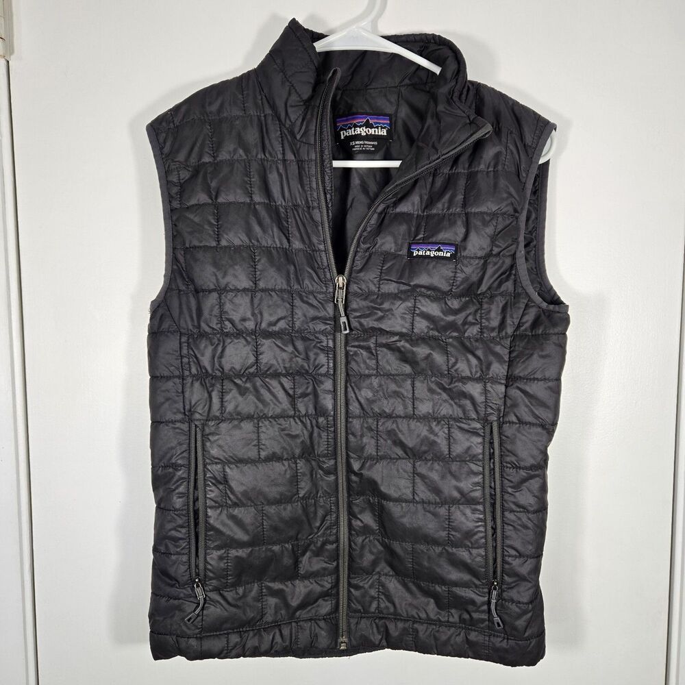 Patagonia Nano Puff Vest Men's Charcoal Primaloft Puffer Full Zip XS Logo
